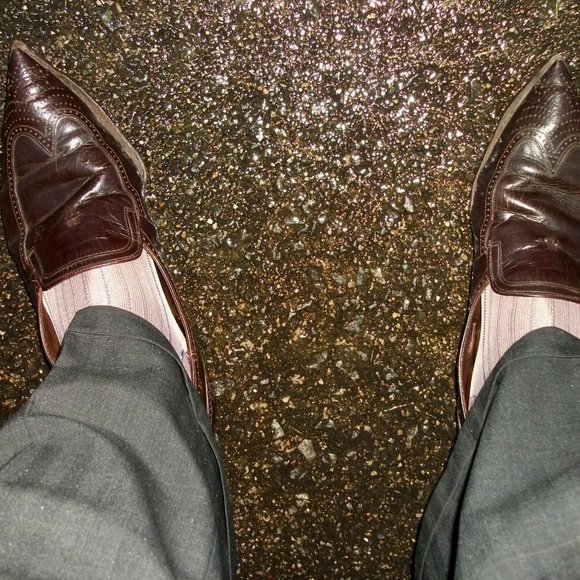 2PR Men's Sheer Taupe Thick N Thin with Pattern, Cap Toe Cap Heel Socks - 10 -13 - Picture 5 of 13